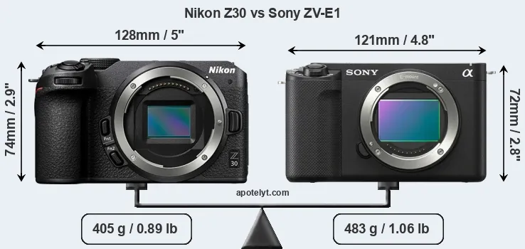 Size Nikon Z30 vs Sony ZV-E1