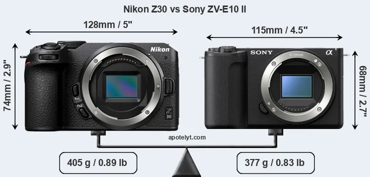 Size Nikon Z30 vs Sony ZV-E10 II