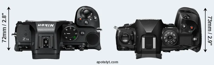 Compare Z5 II versus OM-1 top