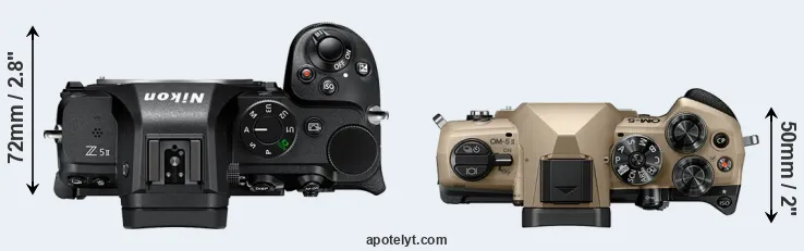 Compare Z5 II versus OM-5 II top