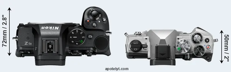 Compare Z5 II versus OM-5 top