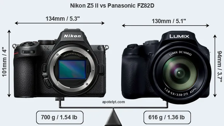 Size Nikon Z5 II vs Panasonic FZ82D