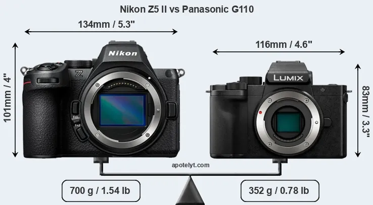 Size Nikon Z5 II vs Panasonic G110