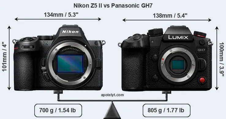 Size Nikon Z5 II vs Panasonic GH7