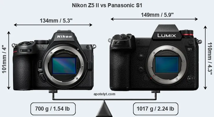 Size Nikon Z5 II vs Panasonic S1