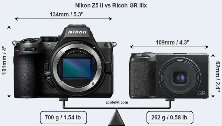 Size Nikon Z5 II vs Ricoh GR IIIx