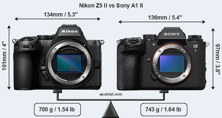 Size Nikon Z5 II vs Sony A1 II