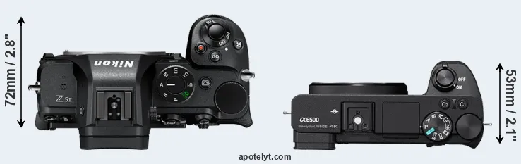 Compare Z5 II versus A6500 top