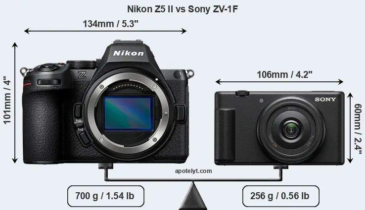 Size Nikon Z5 II vs Sony ZV-1F