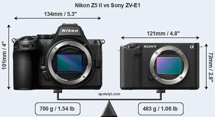 Size Nikon Z5 II vs Sony ZV-E1