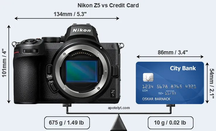 Nikon Z5 vs credit card front