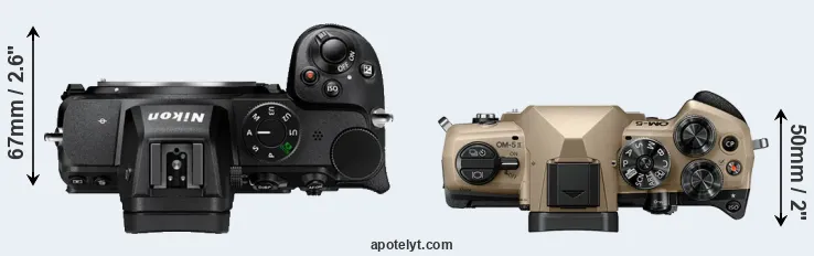 Compare Z5 versus OM-5 II top