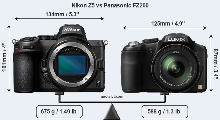Size Nikon Z5 vs Panasonic FZ200