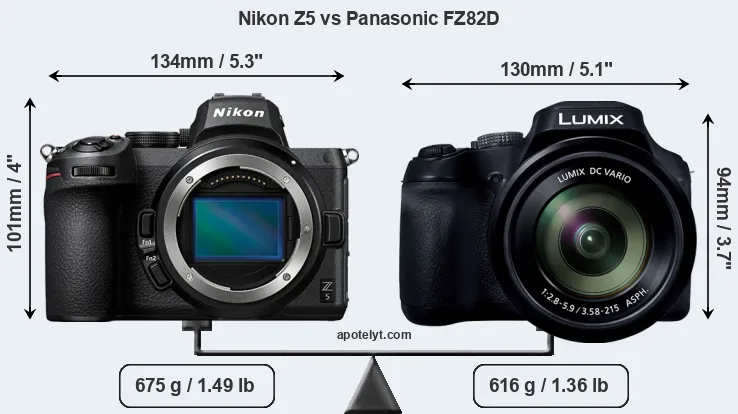 Size Nikon Z5 vs Panasonic FZ82D