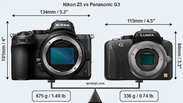 Size Nikon Z5 vs Panasonic G3