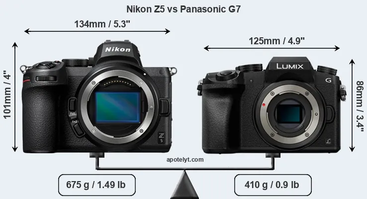 Size Nikon Z5 vs Panasonic G7
