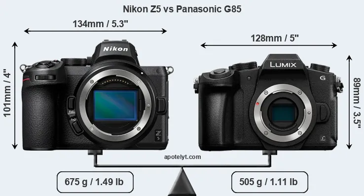 Size Nikon Z5 vs Panasonic G85