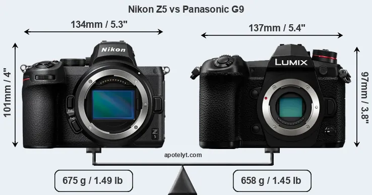 Size Nikon Z5 vs Panasonic G9
