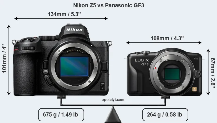 Size Nikon Z5 vs Panasonic GF3