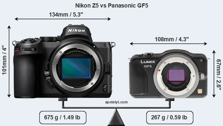 Size Nikon Z5 vs Panasonic GF5