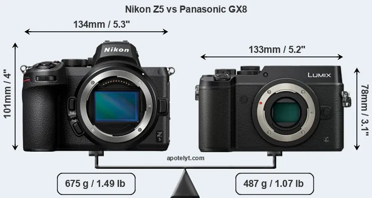 Size Nikon Z5 vs Panasonic GX8