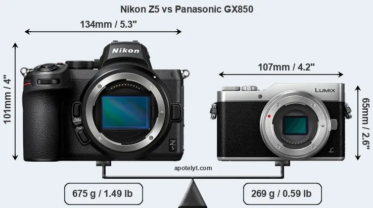 Size Nikon Z5 vs Panasonic GX850