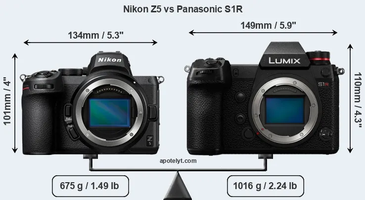 Size Nikon Z5 vs Panasonic S1R
