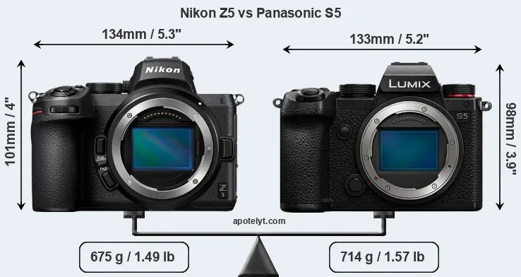 Size Nikon Z5 vs Panasonic S5