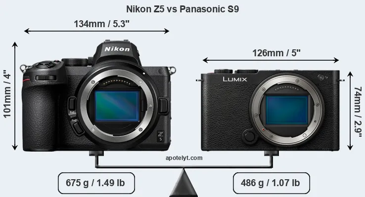 Size Nikon Z5 vs Panasonic S9