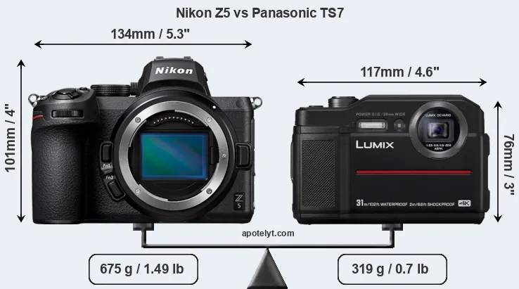 Size Nikon Z5 vs Panasonic TS7