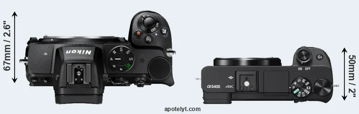 Compare Z5 versus A6400 top