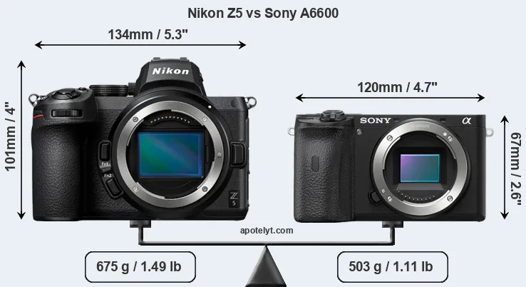 Size Nikon Z5 vs Sony A6600