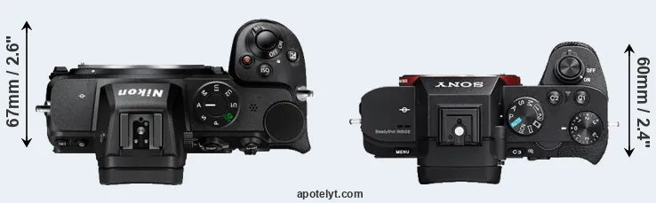 Compare Z5 versus A7R II top