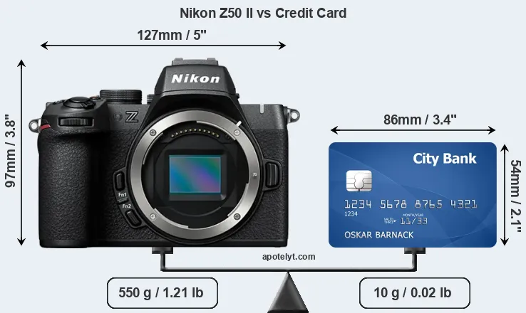 Nikon Z50 II vs credit card front