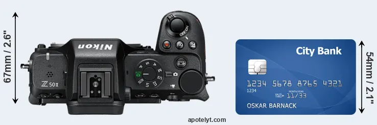 Z50 II versus credit card top view