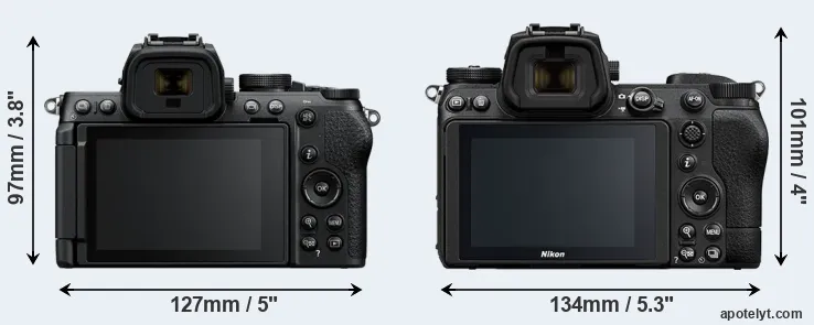 Comparison Z50 II or Z7 II rear