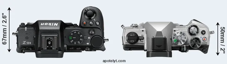 Compare Z50 II versus OM-5 top