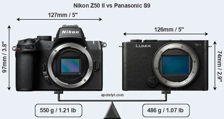 Size Nikon Z50 II vs Panasonic S9