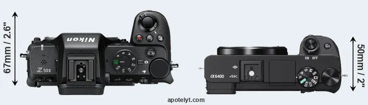 Compare Z50 II versus A6400 top