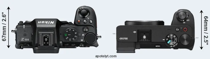 Compare Z50 II versus A6700 top