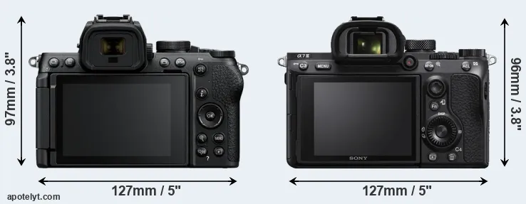 Comparison Z50 II or A7 III rear
