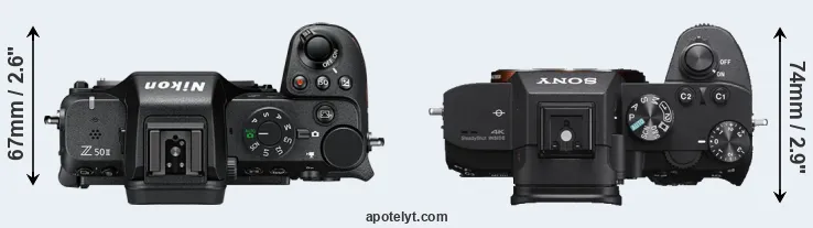 Compare Z50 II versus A7 III top