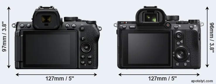 Comparison Z50 II or A7R IIIA rear