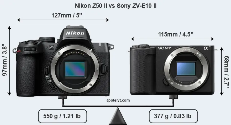Size Nikon Z50 II vs Sony ZV-E10 II
