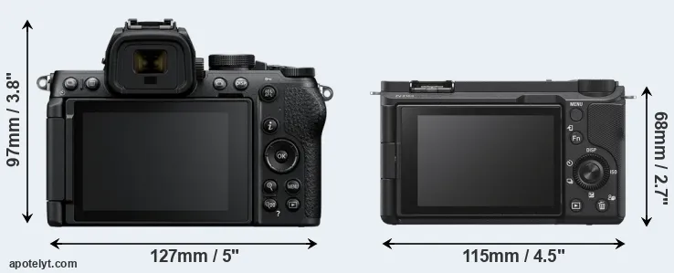 Comparison Z50 II or ZV-E10 II rear