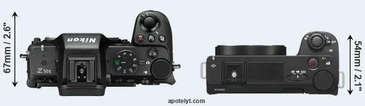 Compare Z50 II versus ZV-E10 II top