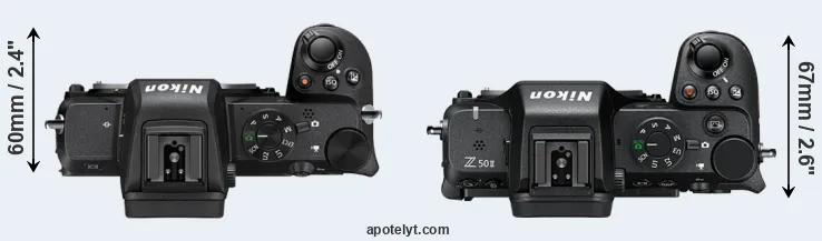 Compare Z50 versus Z50 II top