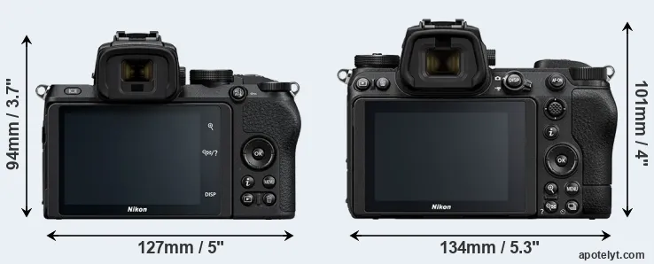 Comparison Z50 or Z6 II rear