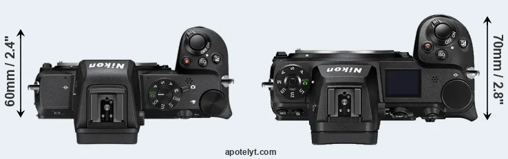 Compare Z50 versus Z6 II top