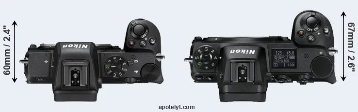 Compare Z50 versus Z6 top